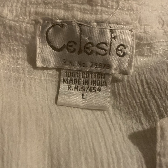 NWOT Celeste White Cotton Tunic Large with beautiful delicate embroidery - Picture 4 of 4